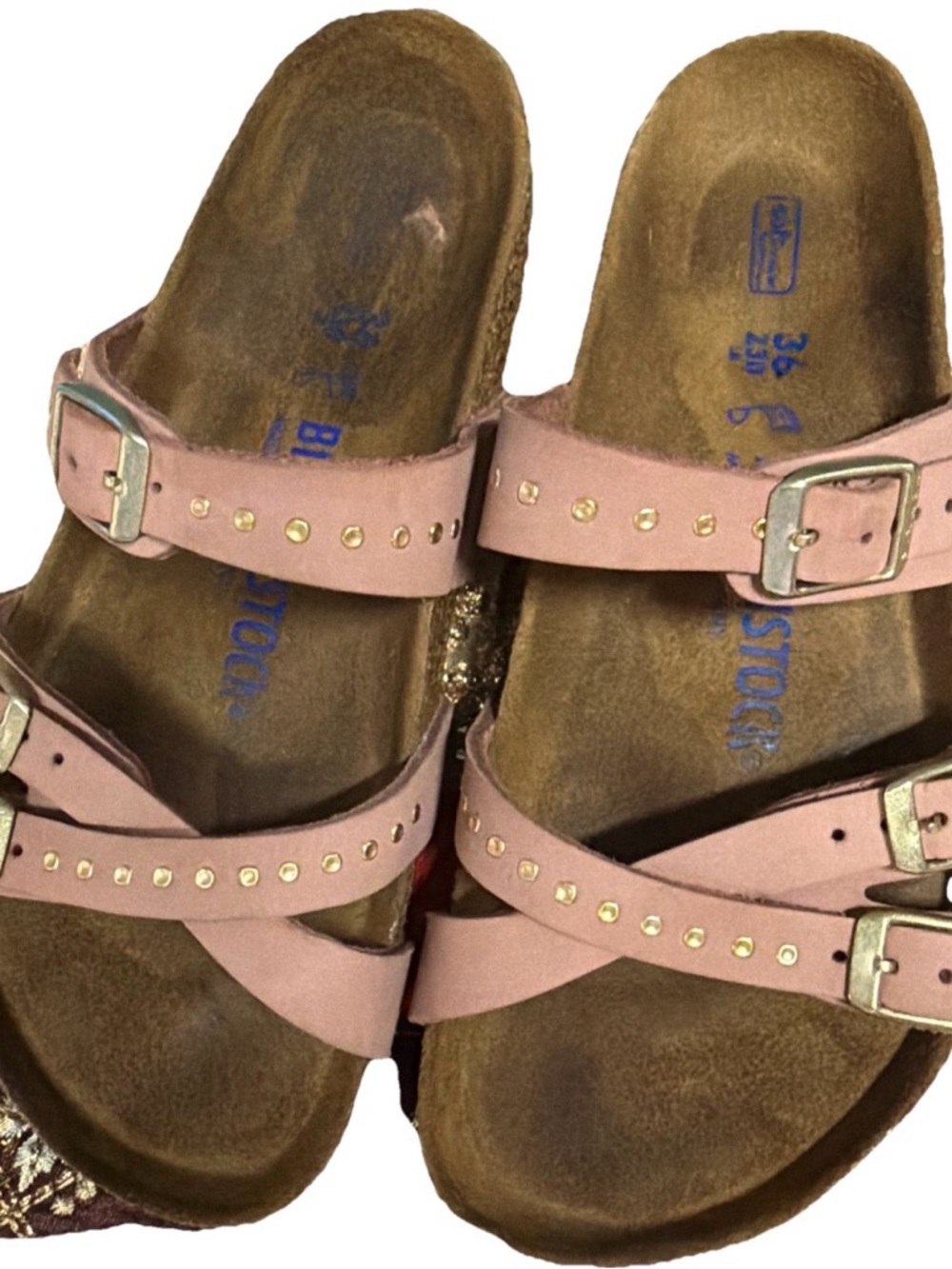 Birkenstock Old Rose Studded Triple Strap Buckle Sandals - Picture 2 of 16